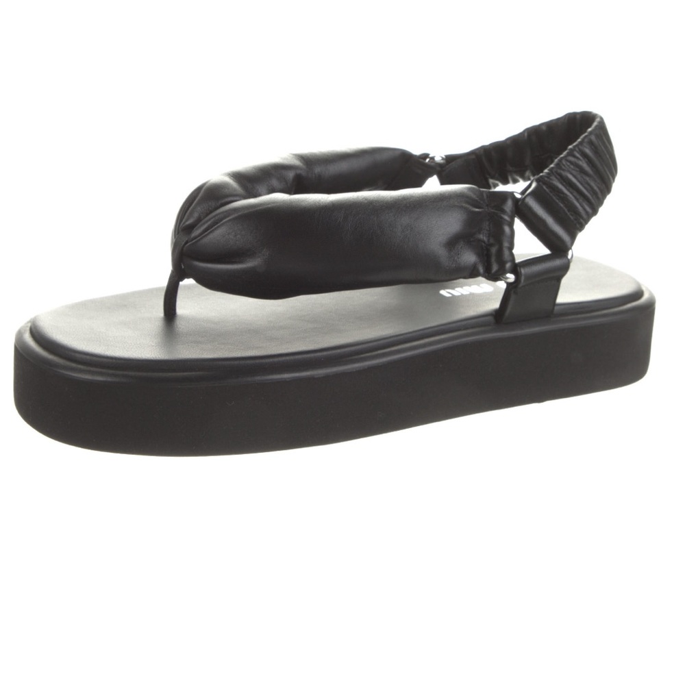NIB Miu Miu Black Leather Slingback Thong Platform Sandal 38.5 - Picture 5 of 9